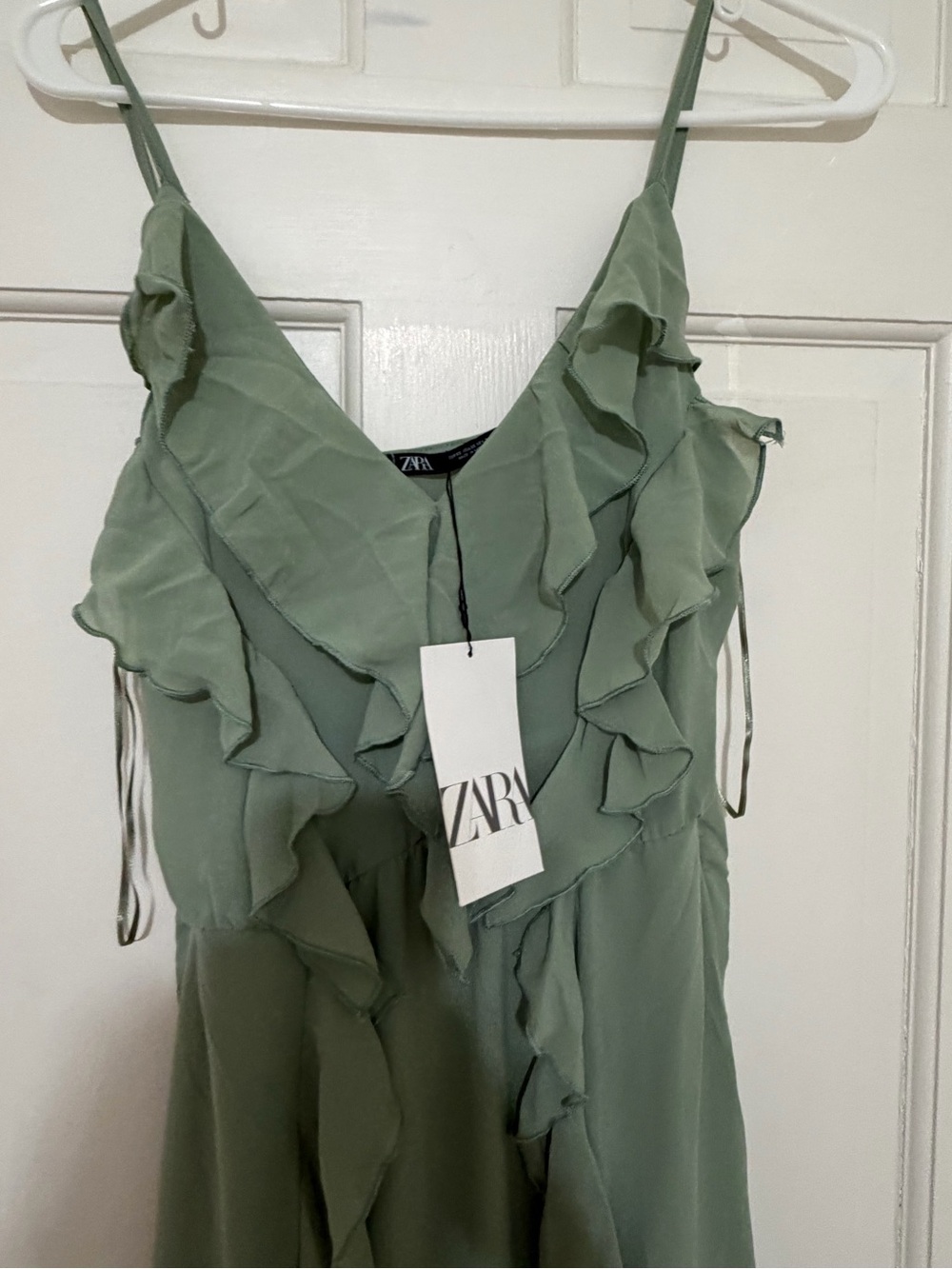 Zara Light Sage Ruffle Maxi Dress - Picture 3 of 4